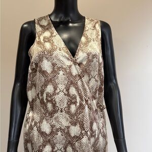 Eloquii Brown & Cream Faux-Snakeskin Wrap Tank